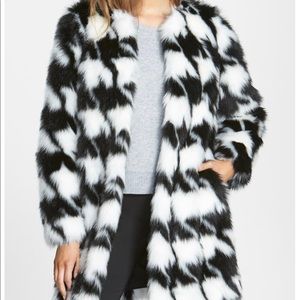 Michael Kors Faux Fur Houndstooth Coat